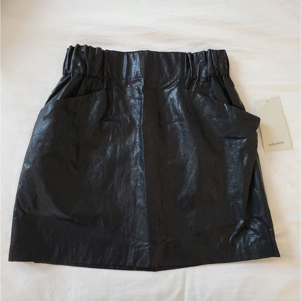 Zara A-line Textured Pleather Skirt